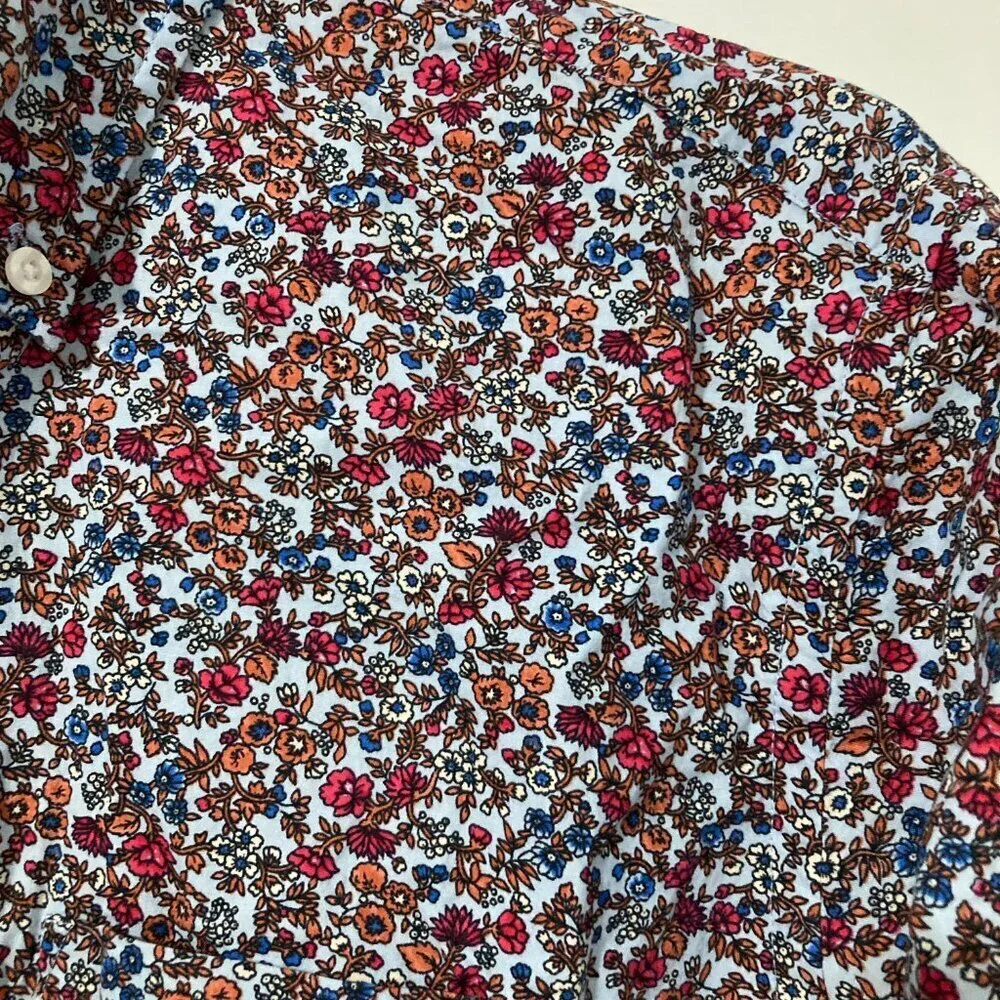 J Crew Shirt Mens‎ L Red White Floral Print LS Button Down All Over Print